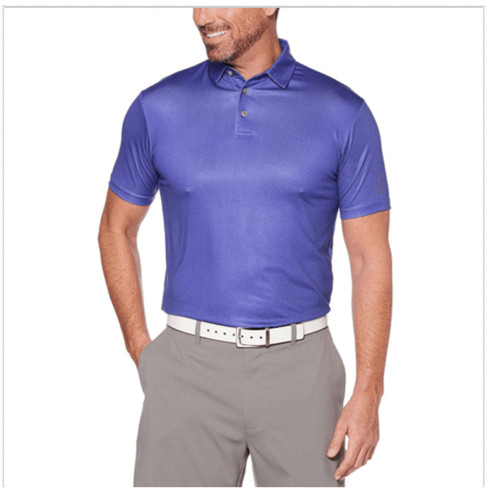 PGA Tour‎ Mens Polo Shirt Size S Golf MotionFlux Herringbone Spectrum Blue NEW